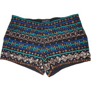 Lucky Brand Sequin Embroidered Festival Shorts Mid Rise‎ Size L NWT